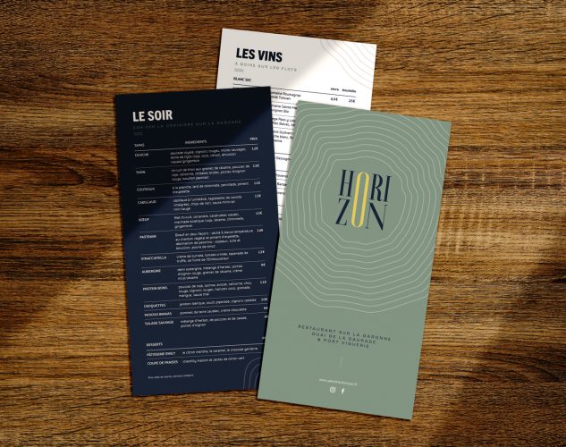 Horizon péniche restaurant creation design carte menu