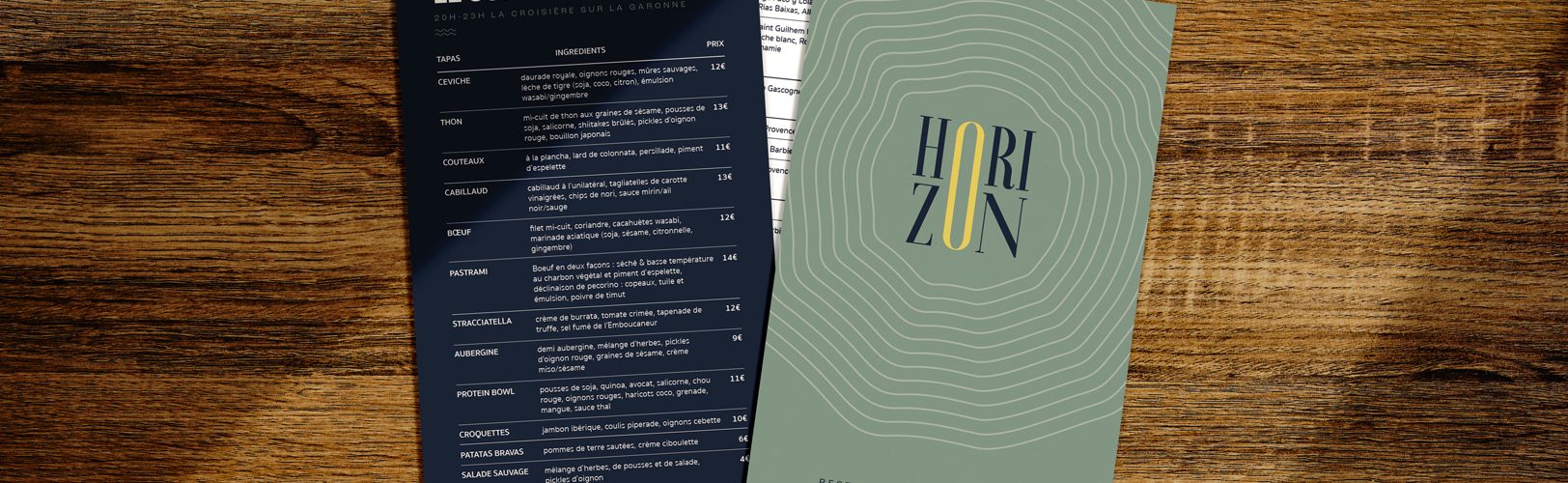 Horizon péniche restaurant creation design carte menu